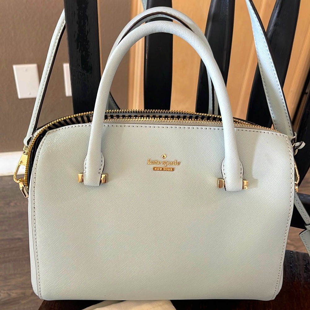 Kate Spade light blue Tote/crossbody bag with Strap and dust bag/care card